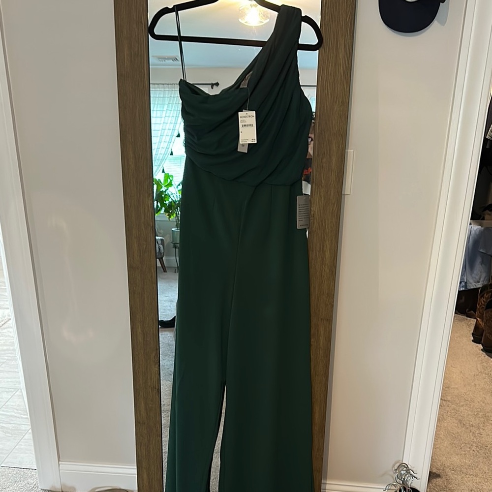 Love By Design One-Shoulder Green Jumpsuit